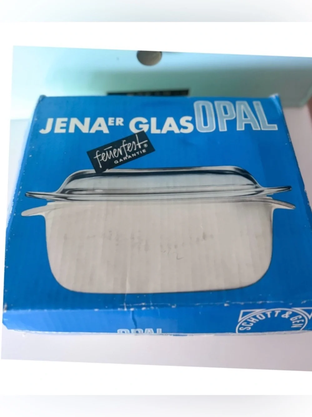 Schott Mainz Jena Glas Opal Onion Casserole Lid Vintage Germany 1960s w/ Box